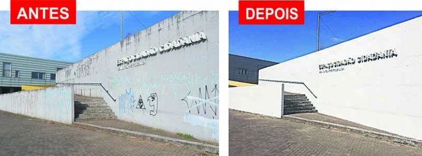 ANTES E DEPOIS: AG denunciou na edição de 23 de junho. Trabalho feito pelos apenados mudou o visual do local