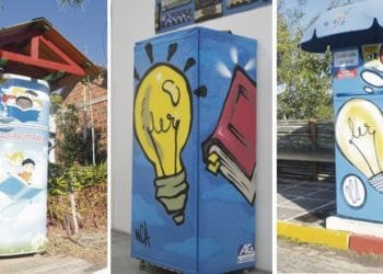 Geladeiras são transformados em bibliotecas