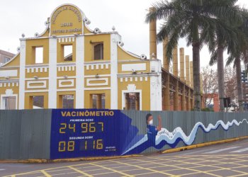 Artista leva arte e vida aos tapumes do Largo Irmãos Vetter
