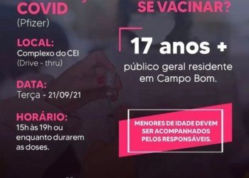 Campo Bom vacina jovens acima dos 17 anos hoje, 21