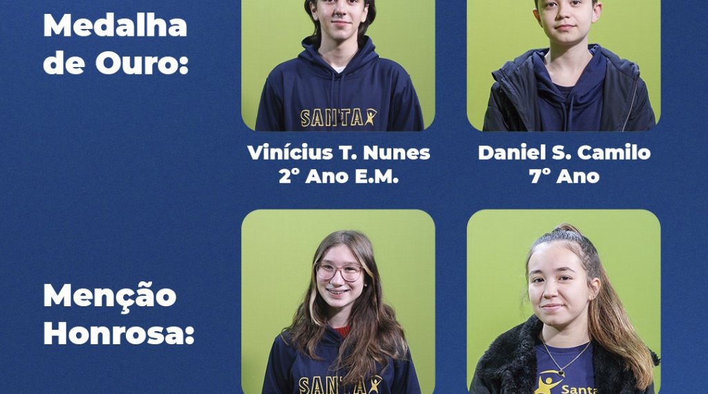 Escola Santa Teresinha tem quatro alunos premiados na Olimpíada Nacional de Ciências 1 Escola Santa Teresinha tem quatro alunos premiados na Olimpíada Nacional de Ciências