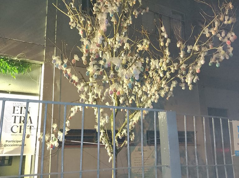 Centro Cultural Eintracht enfeita árvore com mais de 600 ovos de páscoa 1 Centro Cultural Eintracht enfeita árvore com mais de 600 ovos de páscoa