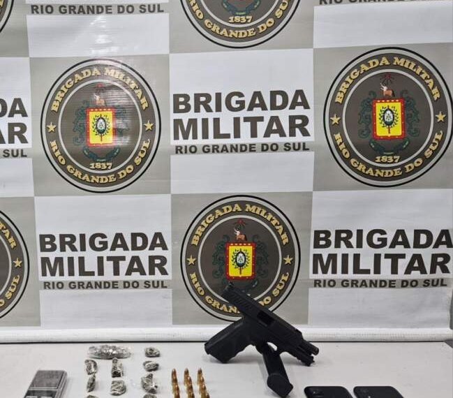 Brigada Militar prende dois homens por tráfico ilícito de entorpecentes e posse irregular de arma de fogo