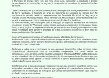 Prefeitura emite nota com esclarecimentos sobre ações de segurança em defesa das escolas municipais